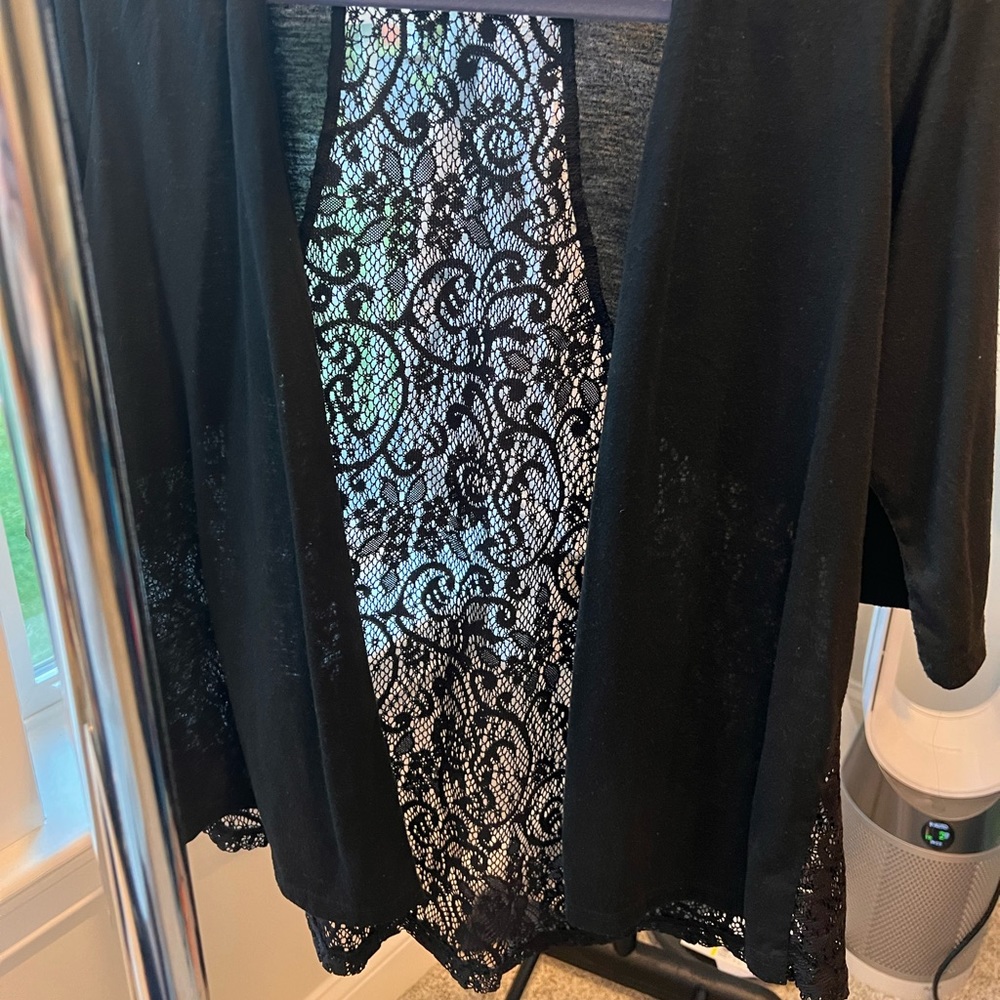 Open Front Cardigan Lace Back HALF sleeve Cover Up